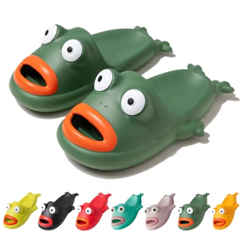 MEADOO Frog Slippers,Frog Flip Flops, Thickness Bath Slipper, Funny Couple Frog Slides, Bass Sandals, Beach & Shower Shoes