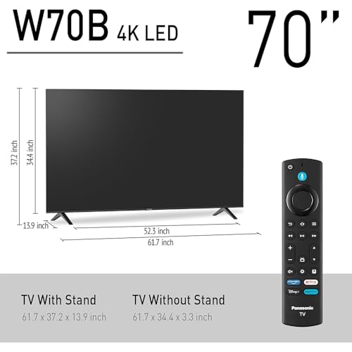 Image of Panasonic TV-70W70BP W70 Series 70 inch LED 4K Ultra HD Smart Fire TV Bundle with 2X 6FT Universal 4K HDMI Cable, Theater Essentials and CPS Exclusive 26 Month Protection Pack BEACH-CPS-26M1000ATV