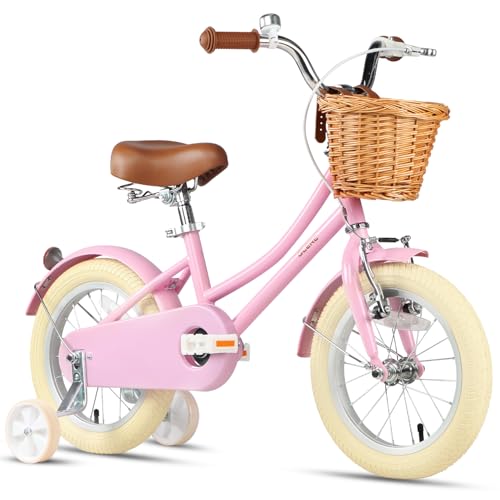 Glerc 14 Zoll Kinderfahrrad, Retro Cruiser Mädchenfahrrad für Kinder im...