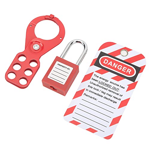 Image of Sonew Industrial Lockout Tagout Kit with Safety Hasp Padlock and Tamper-Proof Tags Red Loto Locks, Padlock Loto Tag Keys, Tamper Proof