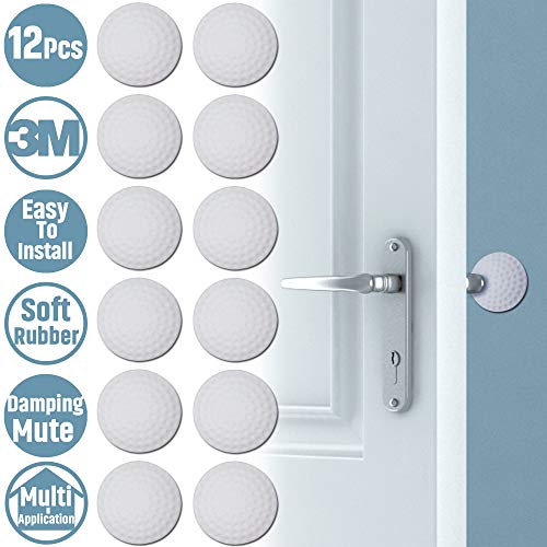 Huryfox Door Stopper Wall Protector-Silicone Doorknob Shield-12 Pack Self-Adhesive Door Bumper White 2 x 2 x 05