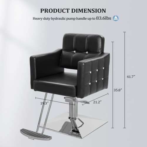 Omysalon Hair Salon Chair Hydraulic Barber Chair For Home Barbershop Black, Braiding Chair For Hair Stylist Heavy Duty, Styling Hairdressing Beauty Spa Equipment #TOP2