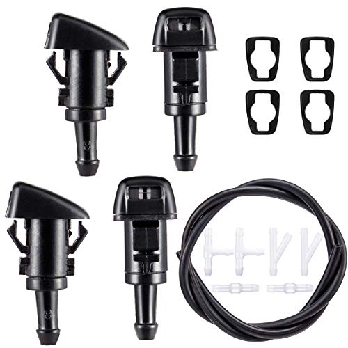 PAMASE 4 Pcs Front Windshield Washer Nozzles Wiper Spray Jet Kit for Dodge, Jeep, Ram - Replaces OEM #: 4805742AB