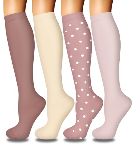 Image of Iseasoo 4 Pairs Compression Socks for Women Circulation-Best Support for Nurses,Running,Athletic,Travel