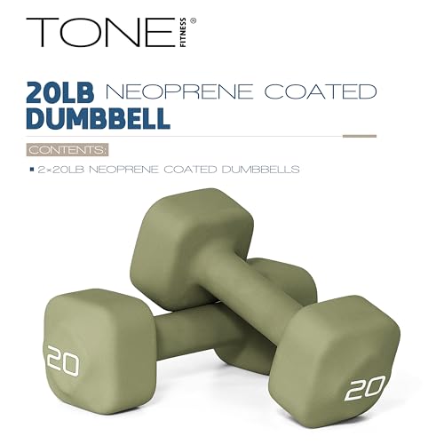 Tone Fitness Neoprene Dumbbell Weight Pairs with Anti-Roll Square Head | Multiple Options