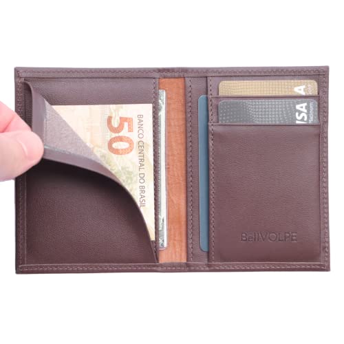 Carteira Masculina Vertical Slim Porta Cartões CNH RG (Marrom)