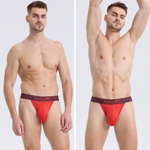 BAMBOO COOL Men's Bikini Underwear Contour Pouch Breathable Soft Mens String Bikini Briefs Tagless Mens Sexy Underwear 4 Pack4