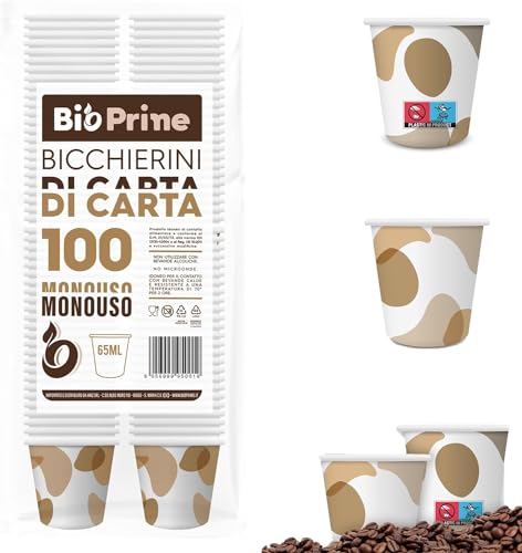 BioPrime Gobelets à café en papier (100 Unitè)