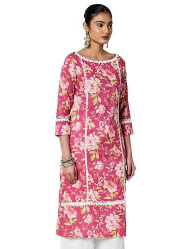 Image of BIBA Women Cotton Regular Fit Printed Kurta
