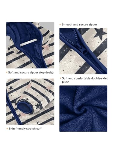 Stars Dots Stripes Girls Fleece Jacket Girls Fall Jacket Boys Coats Zip Up Hoodie Children Sherpa Warm Outerwear 2-10T3