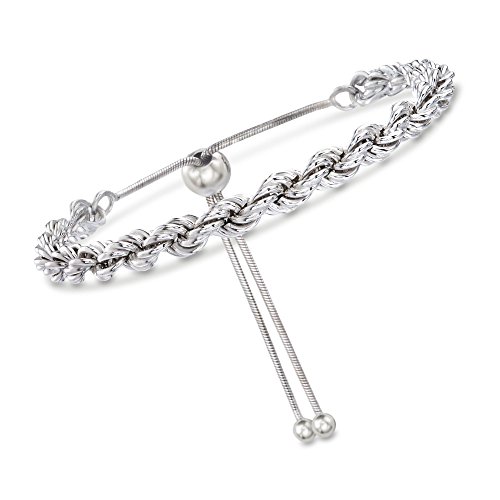 Ross-Simons Italian 6mm Sterling Silver Rope Chain Bolo Bracelet