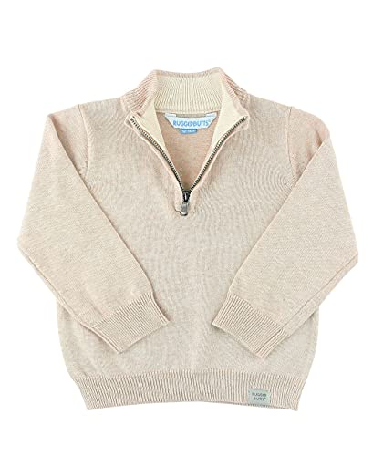RUGGEDBUTTS Baby/Toddler Boys Oatmeal Quarter Zip Sweater - 12-18m