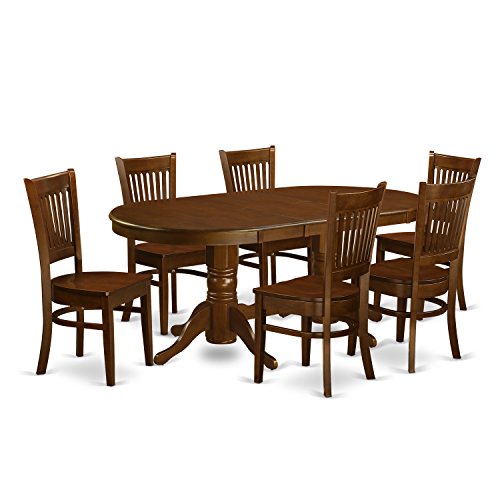 7 Pc Dining room set Table with Leaf and 6 Kitchen Dining Chairs