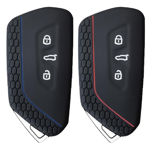 2 Stück Autoschlüssel Hülle Kompatibel mit VW Golf 8 Skoda SEAT Cupra TPU 3 Tasten Auto Schlüssel Hülle Schutzhülle Silikon Schlüsselhülle Cover