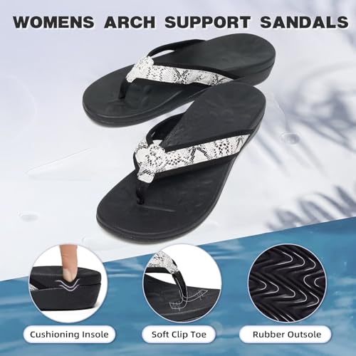 Image of MEGNYA Womens Orthotic Flip Flops, Plantar Fasciitis Sandals for Flat Feet with Arch Support Thong Style Flip Flops, Comfortable Walking Sandals for Beach, Vacation