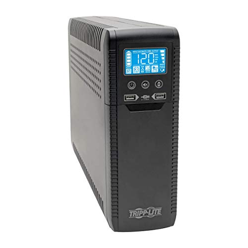 Tripp Lite 1440VA 900W ECO-Friendly UPS Battery Backup, AVR Protection, LCD Display, Line-Interactive, 10 Outlets and 2 USB Charging Ports, 120V, Tel Protection (ECO1500LCD)