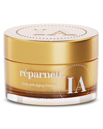 InfiniteAloe réparneu Gold Anti-Aging Formula, Neck Firming, Face Tightening, Anti Wrinkle Face Cream - Organic Aloe Powered with Collagen, Peptides & Retinyl - 1.7oz Jar