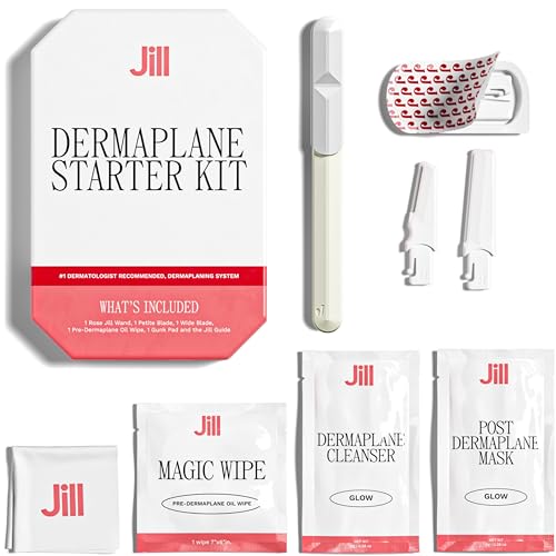 Jill Dermaplane Kit in Cream - Hair Identifying Spray NOT Included - Includes 1 Pre-Shave Cleanser Sachet & Oil Wipe 1 Post-Shave Moisturizer 2 Disposable Blades