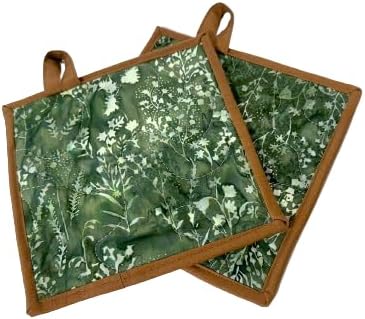 Green Batik Fabric Quilted Pot Holders