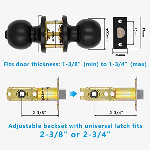Rotesonne 8 Pack Matte Black Privacy Door Knobs For Bedroom, Bathroom And Passage With 8 Door Stoppers, Keyless Door Handles, Interior Door Knobs (8, Black) #TOP4