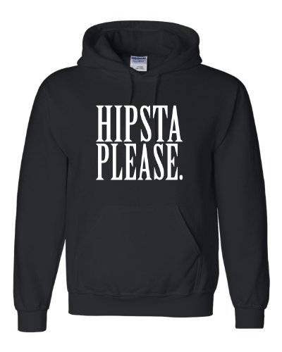 Medium Black Adult Hipsta Please Hipster Please Hooded Sweatshirt Hoodie Unknown Binding