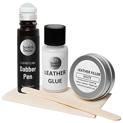 Scratch Doctor Compact Leather Repair Kit Patch, Fill, Glue & Recolour Scratches, Tears, Holes in Leather Furniture, Sofas, Car Seats (Dark Brown)