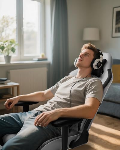 AutoFull C3 Sedia Gaming, Ergonomica Sedia da Gaming con Schienale Regolabile 155°, Supporto Lombare Ergo 3D, Poggiapiedi, Pelle PU - Design in Stile Racing (Grigio) - Immagine 1