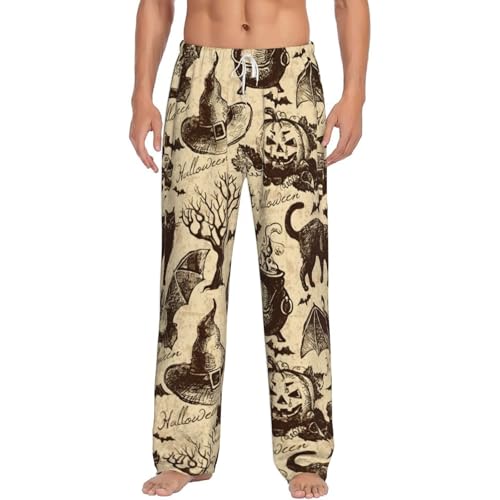 Pantalon de pyjama homme polaire chaud avec poches imprimé micropolaire