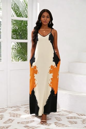 Image of vunahzma Womens Casual Fashion Sleeveless Plus Size Loose Long Sexy Maxi Dress with Pockets