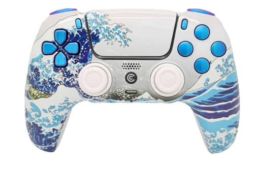 Image of Custom Controllerzz Custom Wireless Controller Compatible with PS5 - Multiple Designs Available (Waves & Chameleon Inserts)