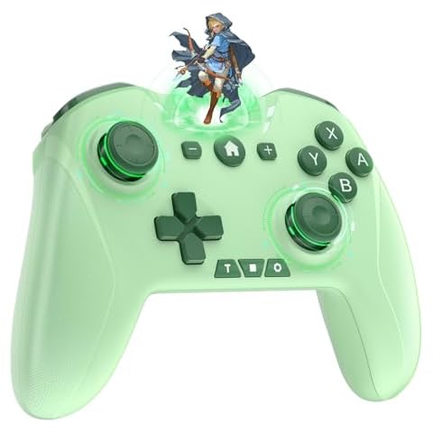 Wireless Switch Pro Controller, Bluetooth Controller Compatible for Switch/Lite/OLED/PC/IOS/Android/iPhone/Phone/Steam/Mac/iPad/TV,Support Macro Programmable/6-Axis/Wakeup/Turbo/Vibration Screenshot (Green) Cover