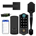 Harfo Fingerprint Smart Door Lock for Front Door with Handle Set, App Control, Keyless Entry Keyless Deadbolt, Digital Electronic Touchscreen Keypad, Auto Lock, Easy to Install, Black