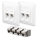 LEENUE 2 x 2-Port CAT7 Netzwerkdose Unterputz + 4 x CAT7 Keystone RJ45