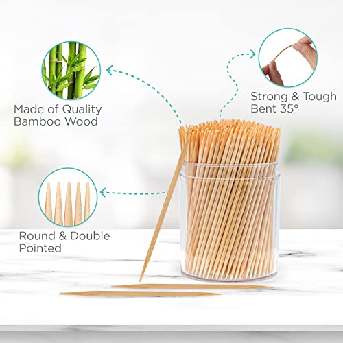 Invero® 600 x Pack of Party Bamboo Wooden Cocktail Sticks Toothpicks Tooth Picks for Desserts Parties, Office, Home, & Dental Hygiene | Eco Friendly and Odor Free