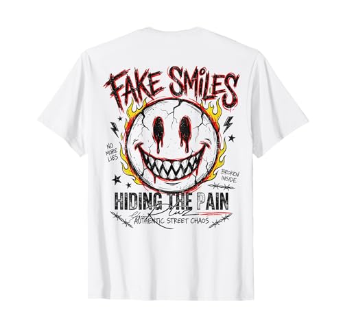 Backprint Streetwear Mode Fashion Damen Herren Retro Smile T-Shirt