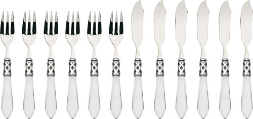 BUGATTI, ALC1T-S4285, Set di Posate da Pesce Aladdin, 12 pz, in Acciaio Inox e ABS, 36 x 26 x 6 cm, Trasparente (durchsichtig)