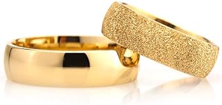 6 mm Wedding Ring Set 14K Gold Plated Couple Matching Wedding Band Set Personalized Man and Woman Silver Wedding Ring Set