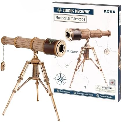 ROKR 3D Wooden Puzzle-Pirate Monocular Telescope-Wood Model Kit to Build for Adults-Gift for Teenage Boys and Girls