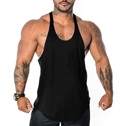 Men's fashion fit muscle print sleeveless shirt bodybuilding vest…