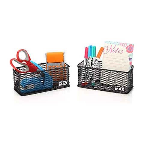 StorageMax Wire Mesh Magnetic Baskets for Refrigerator, Whiteboard, Office Cabinet and School Locker, with Extra Strong Magnets, 2-Pack (Black) Cover