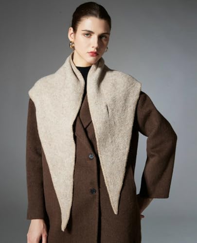 Women's Knitted Pashmina Triangular Scarf Fall Winter Solid Color Shawl with Knotted Design Sweater Cardigan Style2