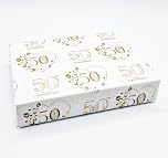 2 Sheets 50th Wedding Anniversary Wrapping Paper Elegant Floral Design Golden Wedding Anniversary Giftwrap (PA)