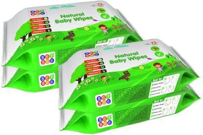 BeyBee Cucumber and Aloe Vera Baby Wet Wipes Combo Offer (72 Wipes) (Pack of 4)
