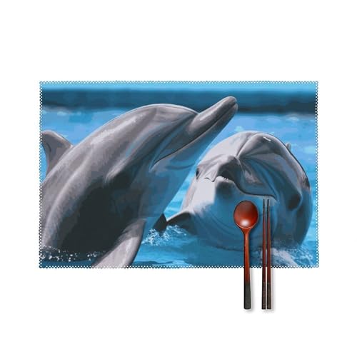 Sets de table lot de 6 dauphins imperméables et résistants pour repas - 2