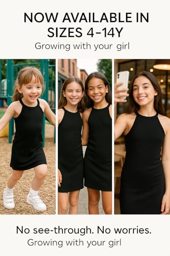 PATPAT Girl's Sleeveless Ribbed Bodycon Cami Midi Dress – Halter Neck Pencil Fit for School, Party, Holiday, Ages 4-142