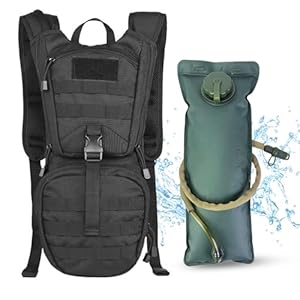 Tactical Molle Water Backpack Hydration Backpack Running Backpack Lightweight Hydration Backpack with 2.5L Water Bladder for Men Hiking Backpack Pack for Cycling Race Marathon Camping