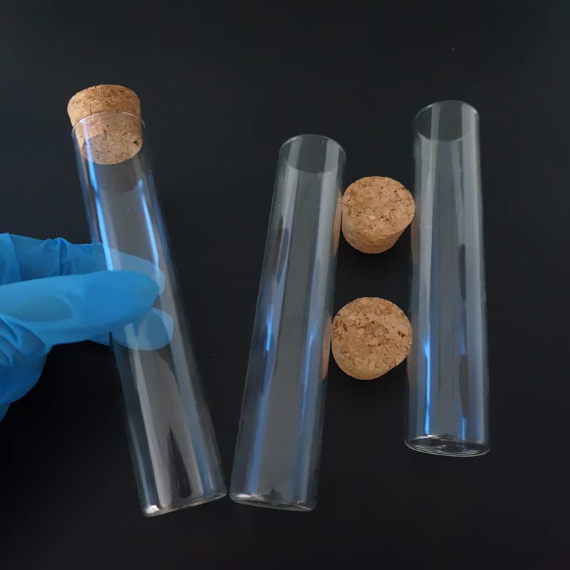 5pcs/lot 30x150mm Transparent Glass Flat Bottom 80ml Test Tubes with Cork Stopper for School/Laboratory Glassware