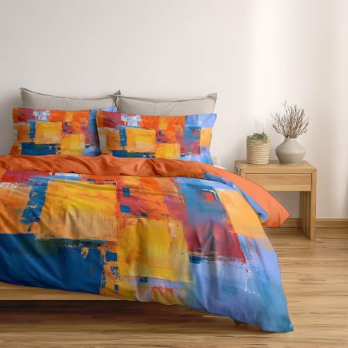 Parure de lit 2 personnes en microfibre infroissable art abstrait