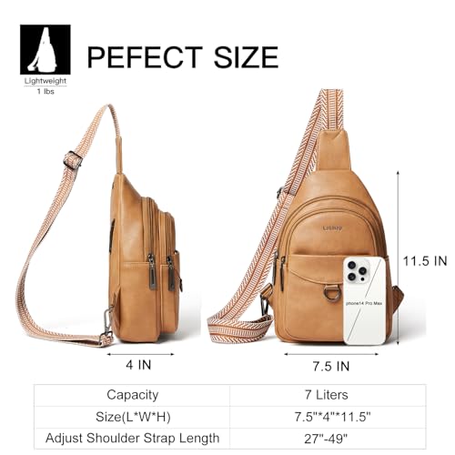 Image of LATMAP 7L Sling Bag for Women Men Crossbody Belt Bag Small Travel Sling Backpack Anti Theft Chest Daypack Purse Faux Leather