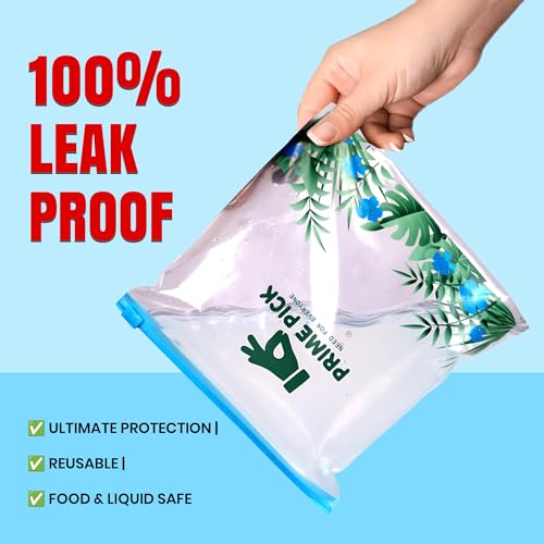 Image of Prime Pick Fresh Lock Zip Storage Bags Reusable Food Storage Zip Lock Bags 120 Micron Leak Proof Double Zipper BPA Free Food Grade Freezer Microwave Safe Multicolour Small Medium Large Pack of 60